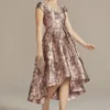 Floral Brocade High-Low A-Line Dress