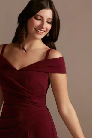 Off-the-Shoulder Ruched Crepe Mermaid Dress 3 Off-the-Shoulder Ruched Crepe Mermaid Dress - Image 3