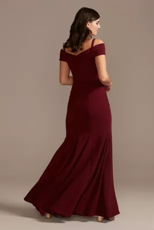 Off-the-Shoulder Ruched Crepe Mermaid Dress 2 Off-the-Shoulder Ruched Crepe Mermaid Dress - Image 2