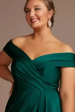 Off-the-Shoulder Stretch Satin Gown With Ruffle 5 Off-the-Shoulder Stretch Satin Gown With Ruffle -Floral Applique Dresses Shop WBM2461 GEM MOB PROD7 44