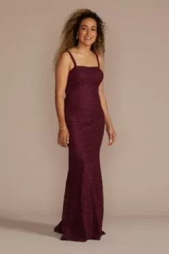 Floor Length Lace Sheath With Bolero Jacket -Floral Applique Dresses Shop WBM2530 WINE MOB PROD6 083