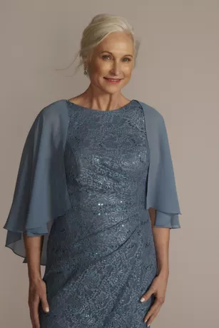 Draped Lace Floor-Length Dress With Matching Shawl 3 Draped Lace Floor-Length Dress With Matching Shawl - Image 3