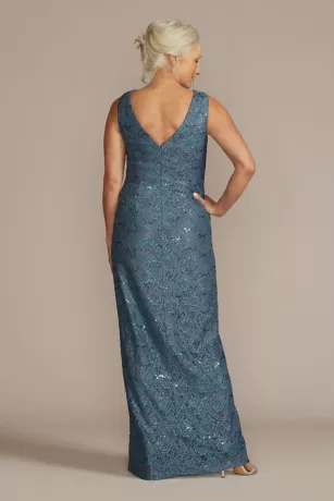 Draped Lace Floor-Length Dress With Matching Shawl 5 Draped Lace Floor-Length Dress With Matching Shawl - Image 5