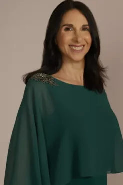 Short Embellished Capelet Sheath Dress -Floral Applique Dresses Shop WBM2644RW GEM MOB PROD7 151