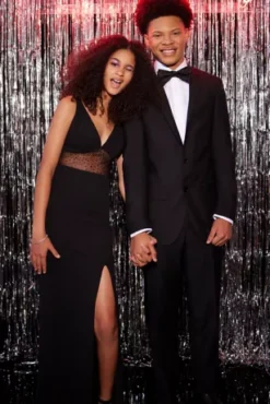 Floor Length Crepe Gown With Beaded Mesh Detail -Floral Applique Dresses Shop WBM2787 2 PDP Crop JAN19 1920x2880