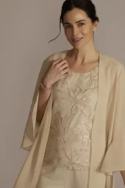 Straight Leg Embroidered Chiffon Three Piece Set 8 Straight Leg Embroidered Chiffon Three Piece Set -Floral Applique Dresses Shop WBM2990 CHAMP MOB PROD3 083