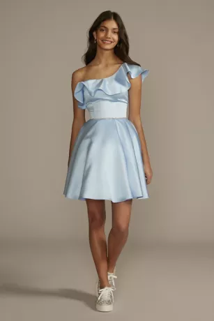 One Shoulder Ruffled Damas Dress 1 One Shoulder Ruffled Damas Dress