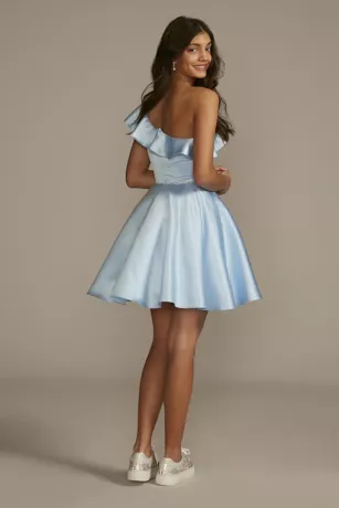 One Shoulder Ruffled Damas Dress 2 One Shoulder Ruffled Damas Dress - Image 2