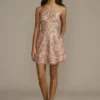 Glitter Patterned Mini A-Line Damas Dress
