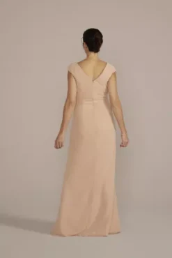 Floral Embroidered Chiffon Gown With Shawl -Floral Applique Dresses Shop WBM3097 SAND MOB PROD4 174