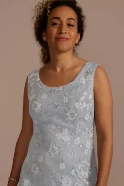 Embroidered Sheath Dress With Chiffon Jacket -Floral Applique Dresses Shop WBM3115RW DUSTYBLUE MOB PROD6 113