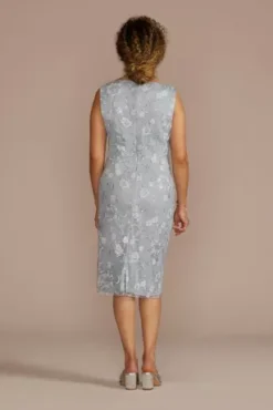 Embroidered Sheath Dress With Chiffon Jacket -Floral Applique Dresses Shop WBM3115RW DUSTYBLUE MOB PROD6 116