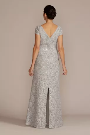 Short Sleeve Sequin Lace Sheath Gown 2 Short Sleeve Sequin Lace Sheath Gown - Image 2