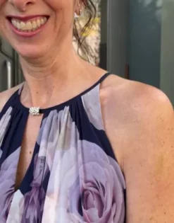 High-Neck Floral A-Line Gown With Keyholes -Floral Applique Dresses Shop WBM3178 PDP