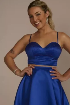 Two-Piece Embellished Corset And Skater Skirt -Floral Applique Dresses Shop WBM3203 HORIZON HC PROD7 102