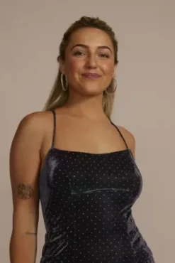 Dotted Iridescent Lace-Up Back Short Dress -Floral Applique Dresses Shop WBM3220 MULTI HC PROD7 086