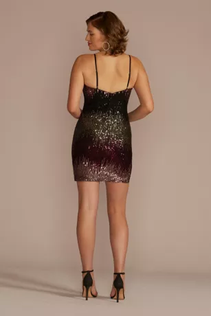 Short Square Neck Ombre Sequin Dress 2 Short Square Neck Ombre Sequin Dress - Image 2