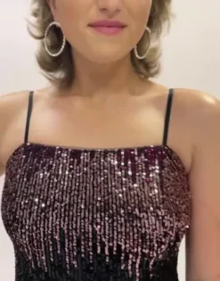 Short Square Neck Ombre Sequin Dress 7 Short Square Neck Ombre Sequin Dress -Floral Applique Dresses Shop WBM3223 PDP