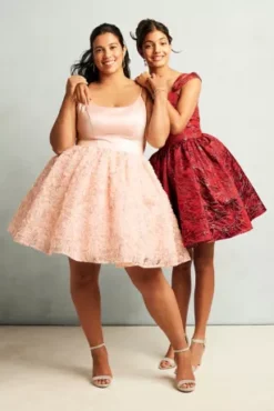 Satin And Metallic A-Line Damas Dress -Floral Applique Dresses Shop WBM3238 PDP Crop SEP8 1920x2880