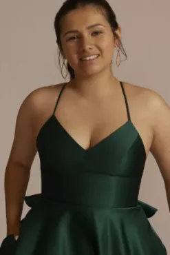 Satin A-Line Damas Dress With Back Bow -Floral Applique Dresses Shop WBM3246 FOREST QUINCE PROD7 041