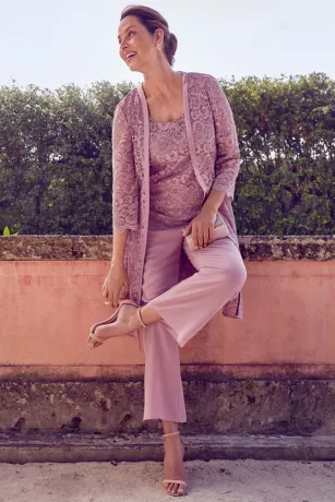 Three Piece Lace Duster Pantsuit Set 6 Three Piece Lace Duster Pantsuit Set - Image 6