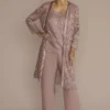 Three Piece Lace Duster Pantsuit Set