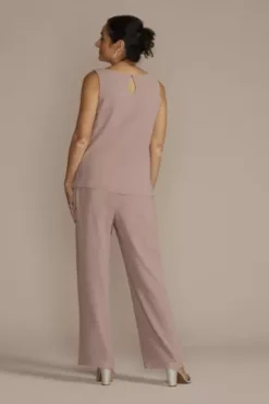 Three Piece Lace Duster Pantsuit Set 10 Three Piece Lace Duster Pantsuit Set -Floral Applique Dresses Shop WBM3301 QUARTZ MOB PROD7 144