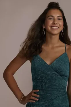 Glitter Knit Faux Wrap Dress 5 Glitter Knit Faux Wrap Dress -Floral Applique Dresses Shop WBM3309 GEM HC PROD7 075