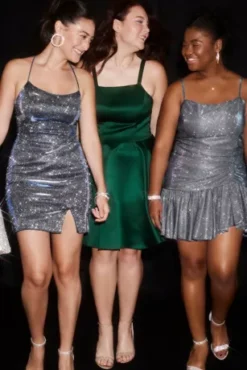 Short Iridescent Bodycon Dress With Lace-Up Back -Floral Applique Dresses Shop WBM3310 PDP Crop OCT5 1920x2880