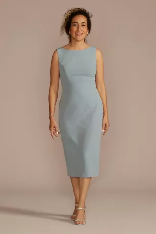 Crepe Tank Sheath With Embroidered Capelet 4 Crepe Tank Sheath With Embroidered Capelet - Image 4