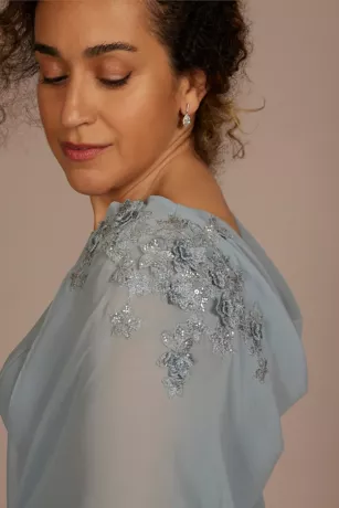 Crepe Tank Sheath With Embroidered Capelet 3 Crepe Tank Sheath With Embroidered Capelet - Image 3