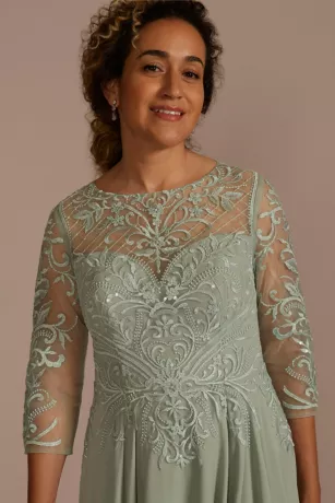 Three-Quarter Illusion Embroidered Lace A-Line 3 Three-Quarter Illusion Embroidered Lace A-Line - Image 3