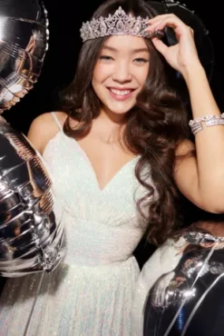 Iridescent Sequin V-Neck Ball Gown -Floral Applique Dresses Shop WBM3382 PDP Crop FEB6 1920x2880