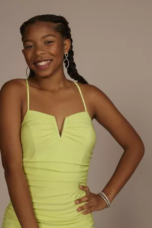 Notch V-Neck Ruched Jersey Sheath 3 Notch V-Neck Ruched Jersey Sheath - Image 3