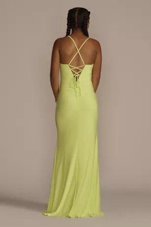 Notch V-Neck Ruched Jersey Sheath 2 Notch V-Neck Ruched Jersey Sheath - Image 2