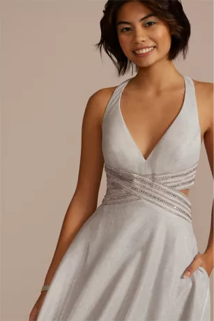 Metallic Glitter Knit Embellished A-Line 3 Metallic Glitter Knit Embellished A-Line - Image 3