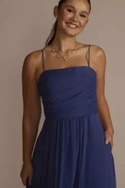 Straight Neck Clip Dot Patterned A-Line -Floral Applique Dresses Shop WBM3622 COBALT PRTY PROD10 1627