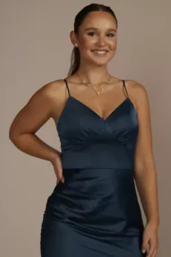 Asymmetrical Stretch Charmeuse Sheath Dress 5 Asymmetrical Stretch Charmeuse Sheath Dress -Floral Applique Dresses Shop WBM3628 PEACOCK PRTY PROD10 2260