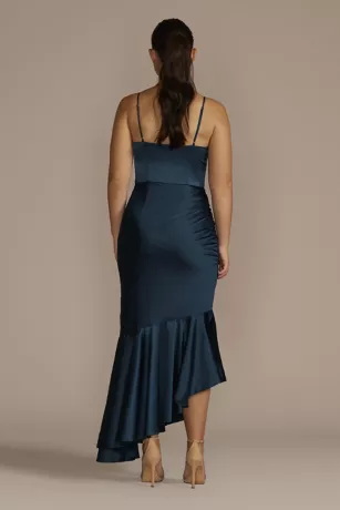 Asymmetrical Stretch Charmeuse Sheath Dress 2 Asymmetrical Stretch Charmeuse Sheath Dress - Image 2