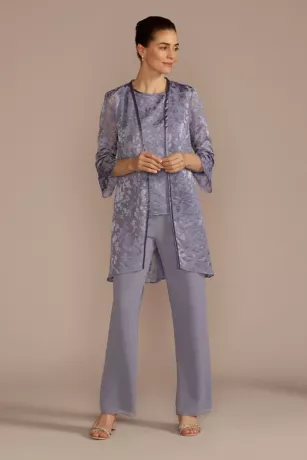 Three-Quarter Sleeve Patterned Chiffon Pantsuit 1 Three-Quarter Sleeve Patterned Chiffon Pantsuit