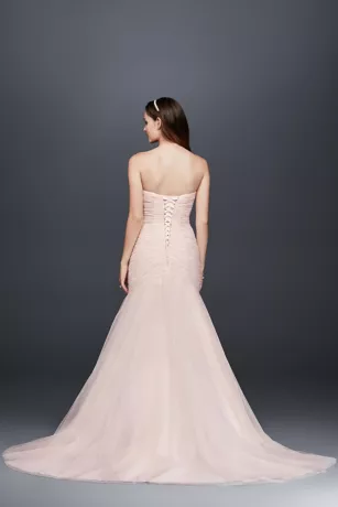 Strapless Ruched Mermaid Tulle Wedding Dress 2 Strapless Ruched Mermaid Tulle Wedding Dress - Image 2
