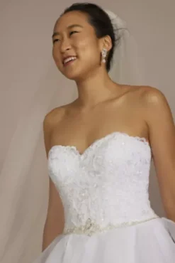 Lace And Organza Petite Wedding Ball Gown -Floral Applique Dresses Shop WG3830 WHITE OLEG PROD6 088