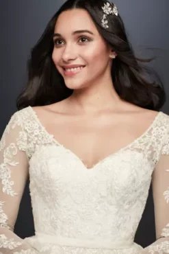 Long Sleeve Wedding Dress With Low Back -Floral Applique Dresses Shop WG3831 IVORY CORE PROD5 V2 065