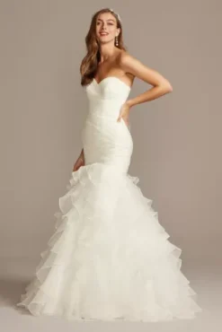 Organza Mermaid Wedding Dress With Lace-Up Back