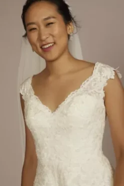 Scalloped Lace And Tulle Wedding Dress -Floral Applique Dresses Shop WG3850 SIVORY OLEG PROD6 116