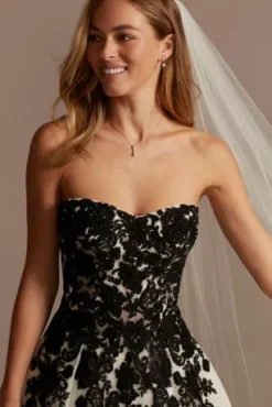 Sheer Lace And Tulle Ball Gown Wedding Dress -Floral Applique Dresses Shop WG3861 IVYBLACK CORE PROD2 181