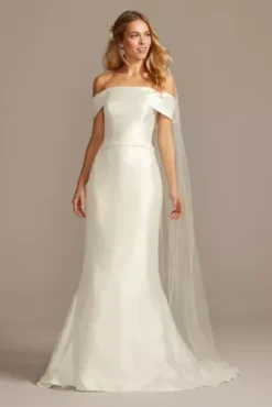 Off-the-Shoulder Mikado Trumpet Wedding Dress