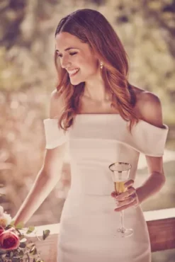 Off-the-Shoulder Mikado Trumpet Wedding Dress -Floral Applique Dresses Shop WG3880 PDP Crop 1 1920x2880