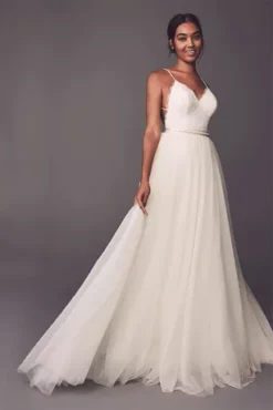 Tulle Ball Gown Wedding Overskirt -Floral Applique Dresses Shop WG3947 Overskirt 1