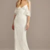 Ruffle Cold Shoulder Wedding Dress